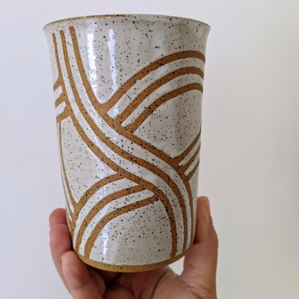 CHRISTI AHEE CERAMICS Speckled Sand Dune Cup - White